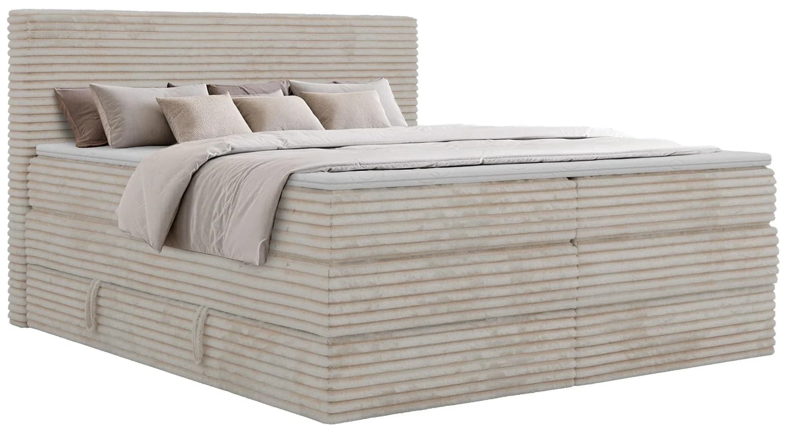 BOXSPRINGBETT TILION KING 200/200 Beige Cord Topper T25 H3