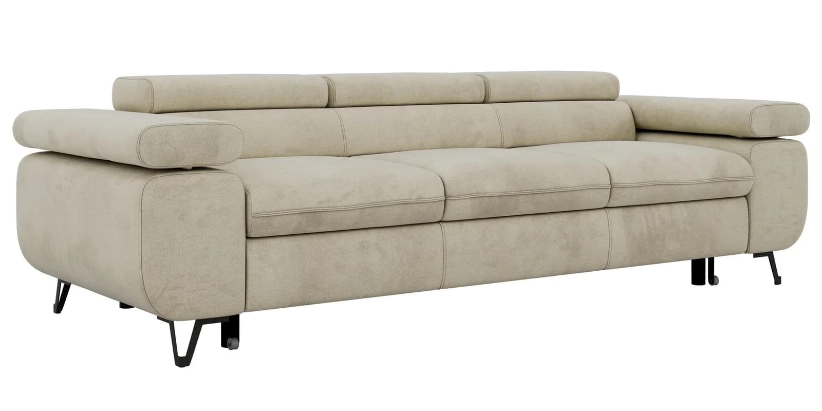 3-Sitzer Sofa Peter mit Schlaffunktion in Beige Velvet