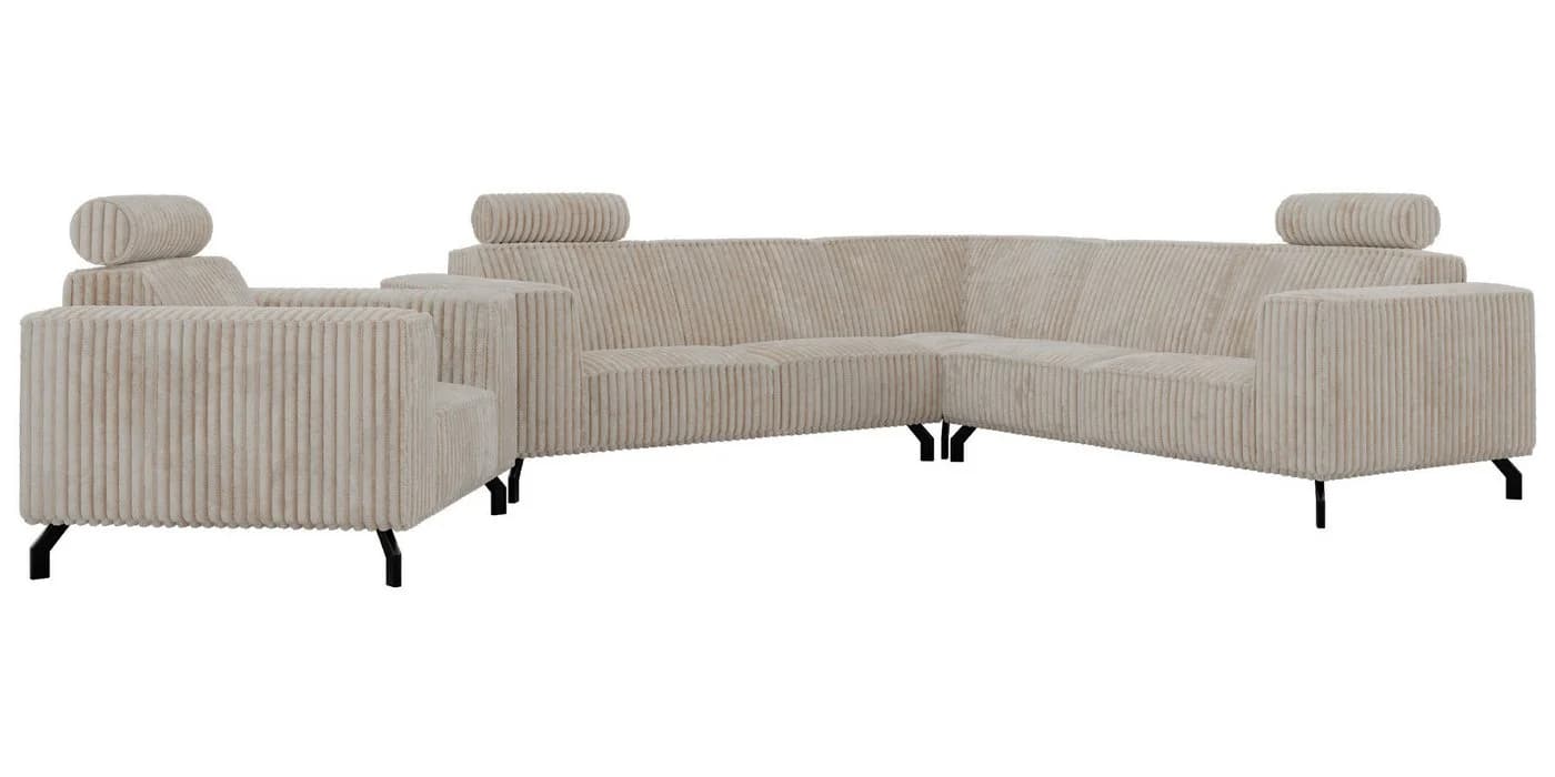 MKS MÖBEL Polstergarnitur VESANO L-förmiges Ecksofa mit Sessel Beige - Bild 3