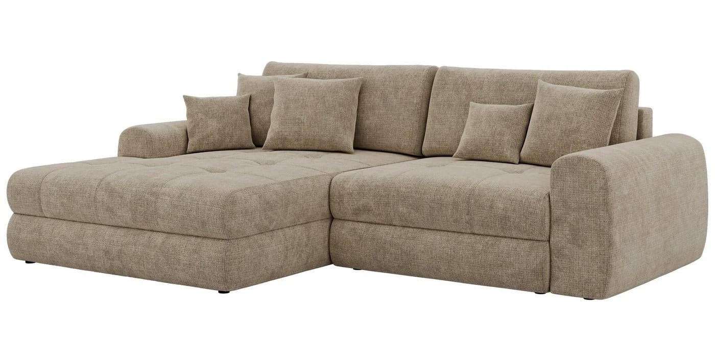 MKS MÖBEL Ecksofa ARELIA L Beige DL-Schlaffunktion Bettkasten