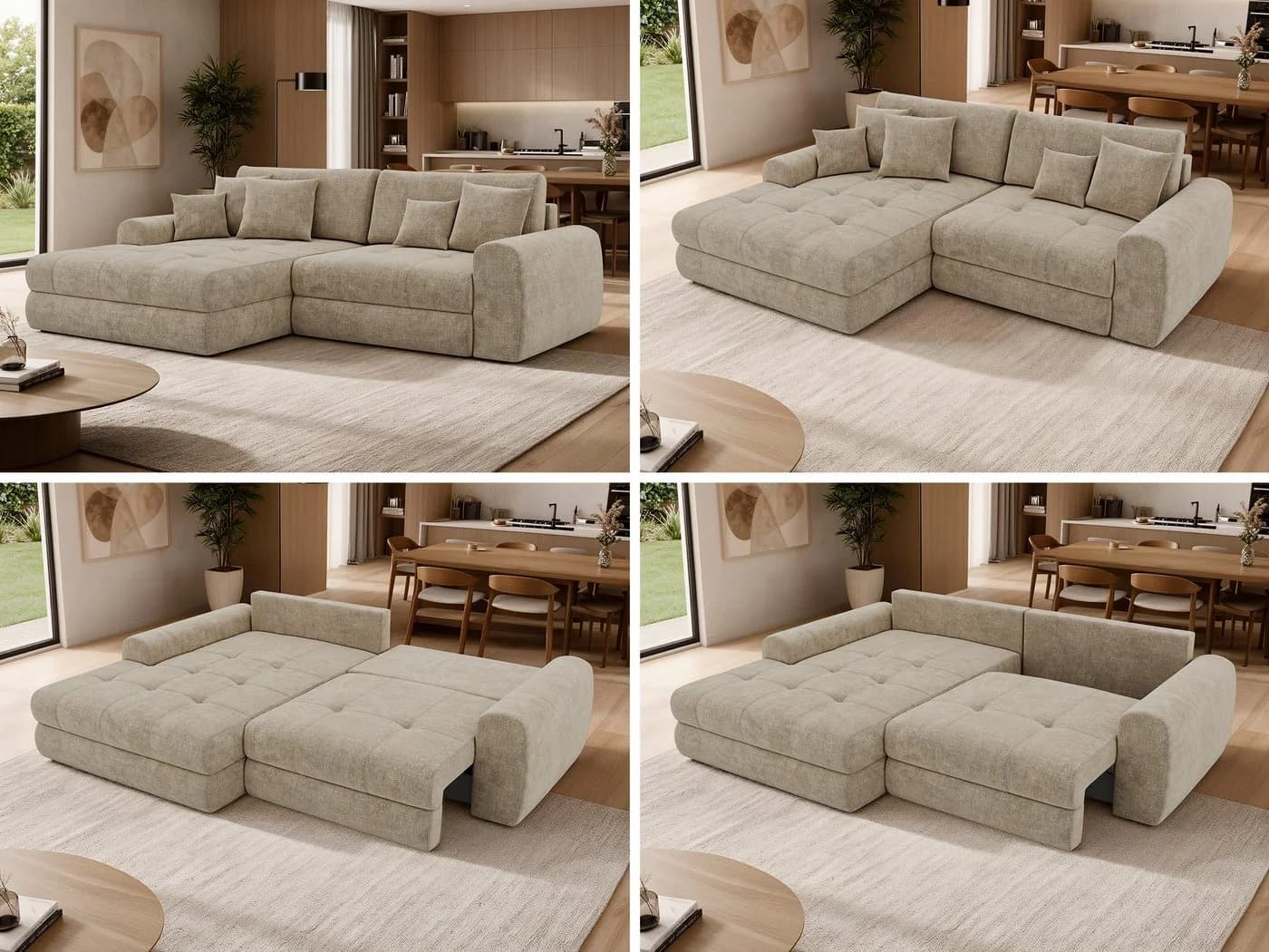 MKS MÖBEL Ecksofa ARELIA L Beige DL-Schlaffunktion Bettkasten - Bild 3