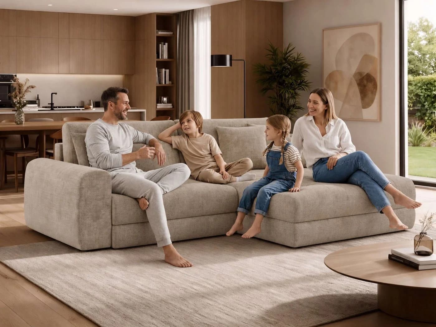 MKS MÖBEL Ecksofa ARELIA L Beige DL-Schlaffunktion Bettkasten - Bild 4