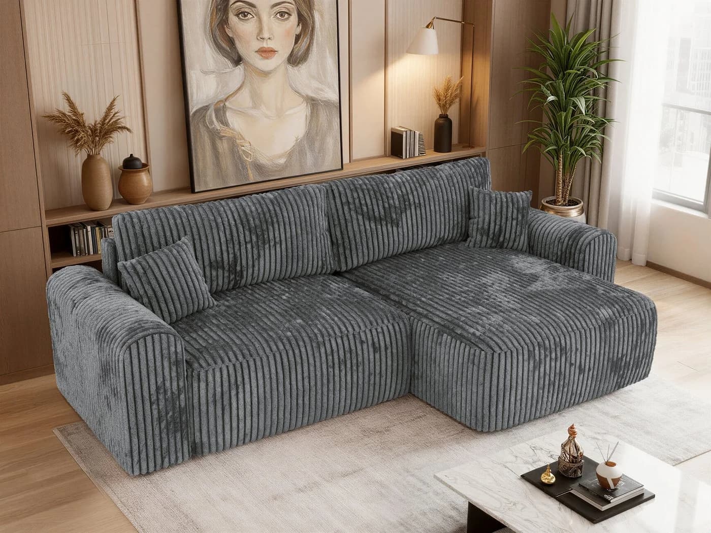 MKS MÖBEL Ecksofa NEKSON L Beige/Grau mit Bettkasten - Bild 5