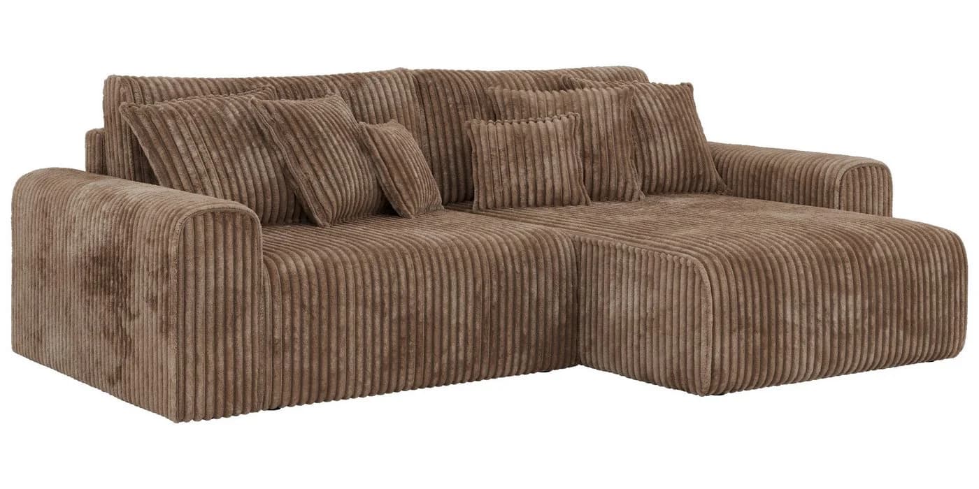 MKS MÖBEL Ecksofa ELARA L Braun mit DL-Ausziehsystem