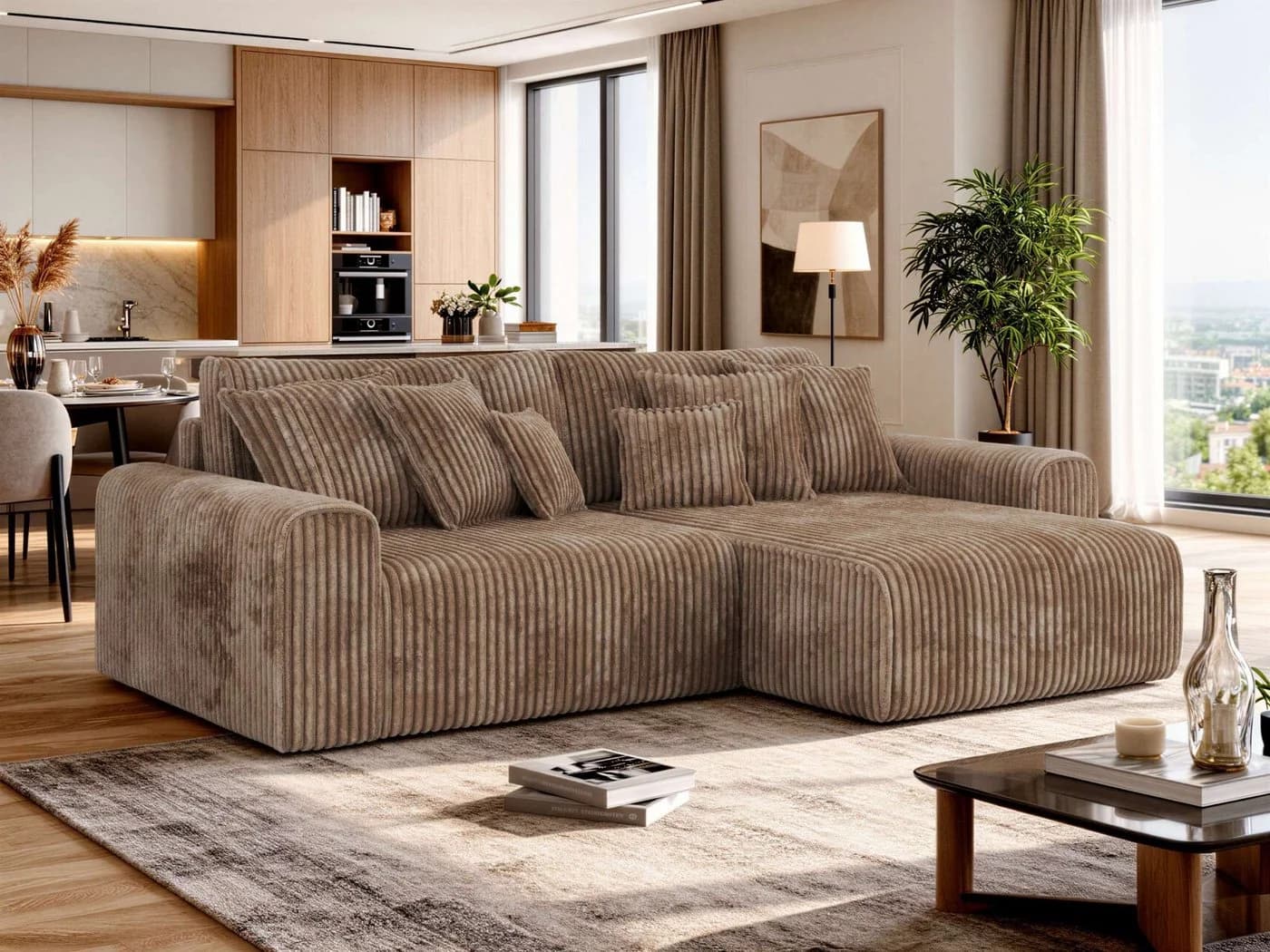 MKS MÖBEL Ecksofa ELARA L Braun mit DL-Ausziehsystem - Bild 2