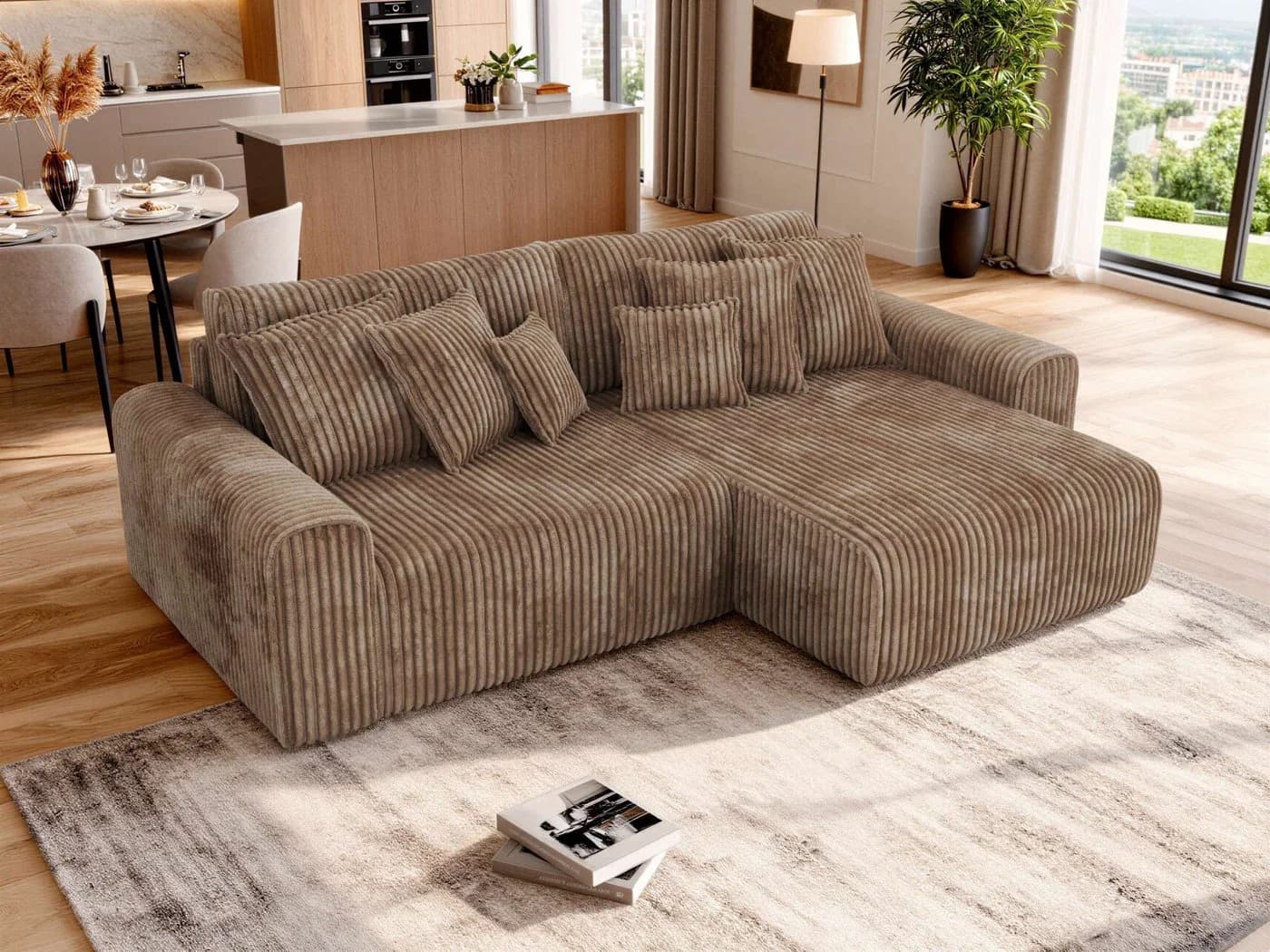 MKS MÖBEL Ecksofa ELARA L Braun mit DL-Ausziehsystem - Bild 5