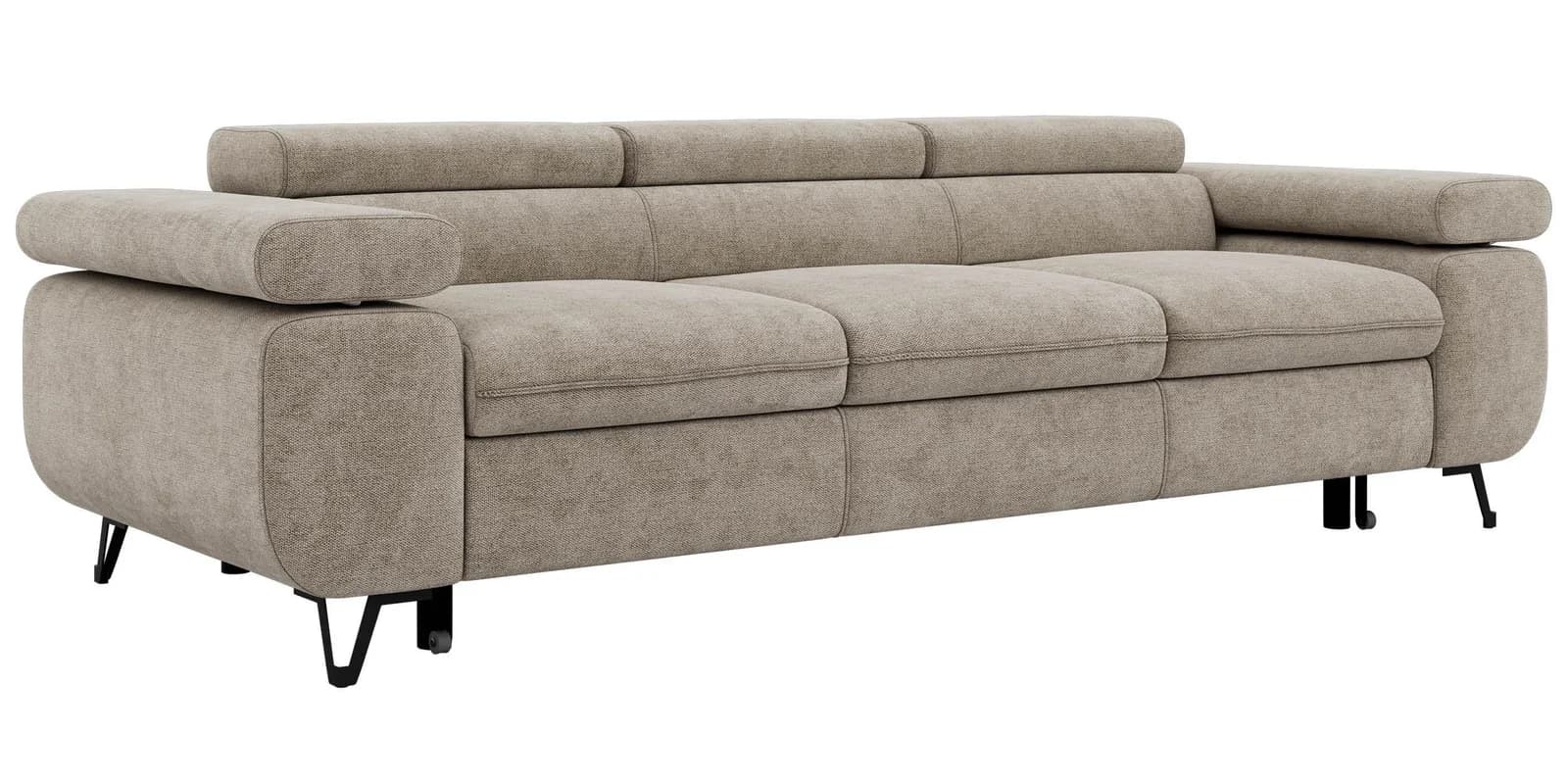 3-Sitzer Sofa PETER mit Schlaffunktion - Beige Greige Struktur