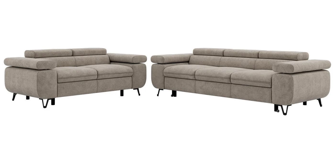 MKS MÖBEL Polstergarnitur PETER Sofa-Set Beige mit Schlaffunktion
