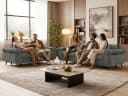MKS MÖBEL Polstergarnitur PETER Sofa-Set Beige mit Schlaffunktion Bild 4