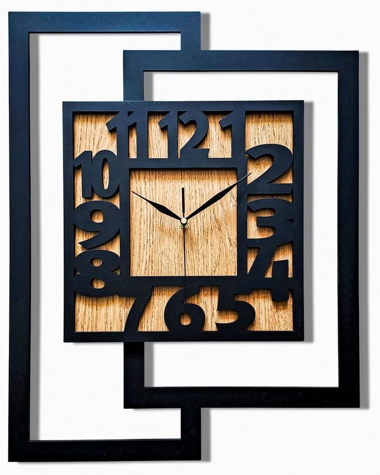 ORNAMENTI Wanduhr Große handgefertigte moderne aus Holz Braun - Bild 2