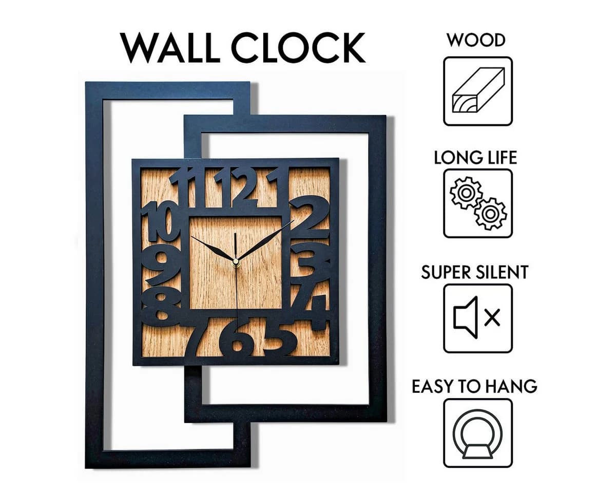 ORNAMENTI Wanduhr Große handgefertigte moderne aus Holz Braun - Bild 3