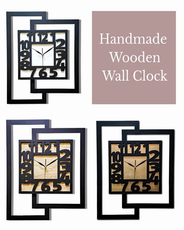 ORNAMENTI Wanduhr Große handgefertigte moderne aus Holz Braun - Bild 4