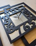 ORNAMENTI Wanduhr Große handgefertigte Moderne aus Holz Silber 44 x 56 cm Bild 5