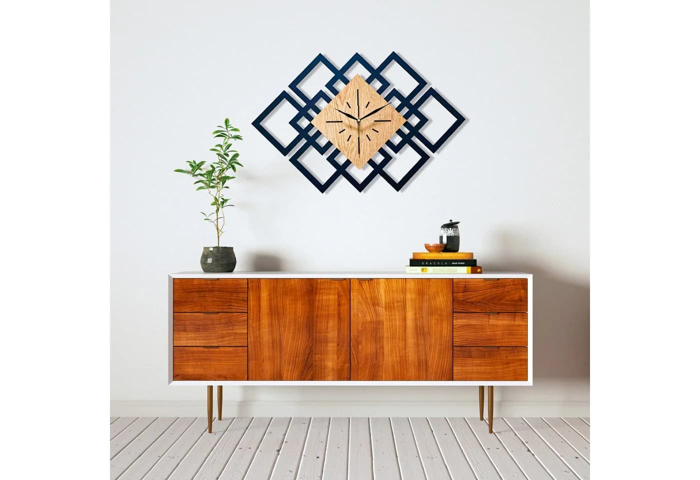 ORNAMENTI Wanduhr Groß, modern Wanduhr, Holz, Eichenfurnier, loft, minimalistisch - Bild 3