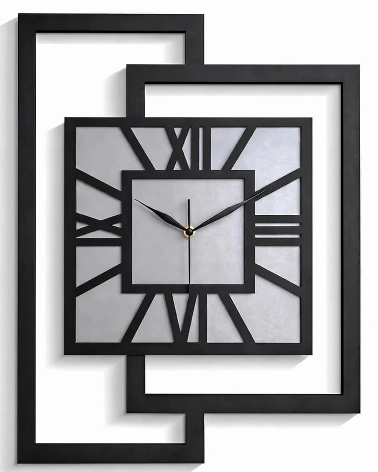 ORNAMENTI Wanduhr Grau Modern Handgefertigt Holz - Bild 2