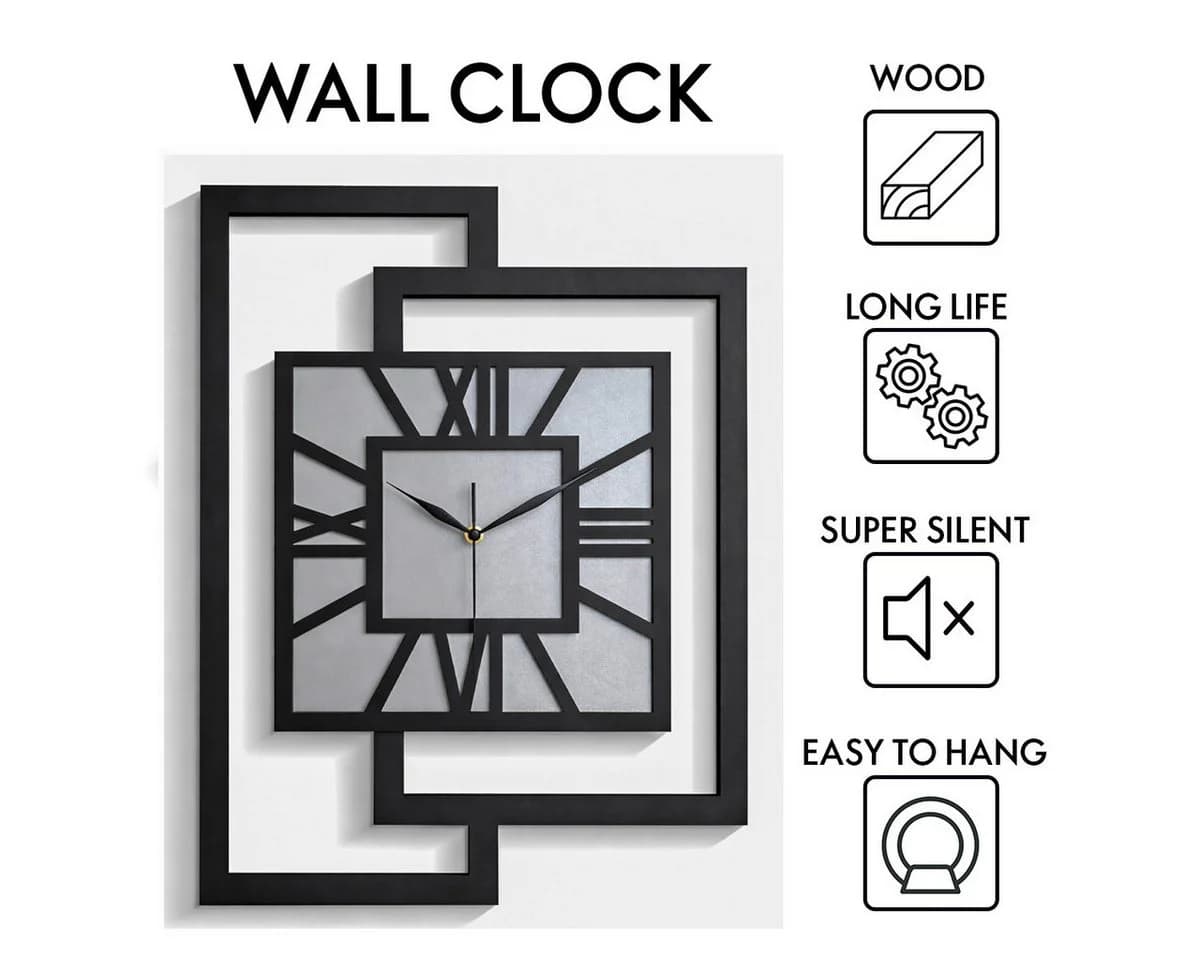 ORNAMENTI Wanduhr Grau Modern Handgefertigt Holz - Bild 3