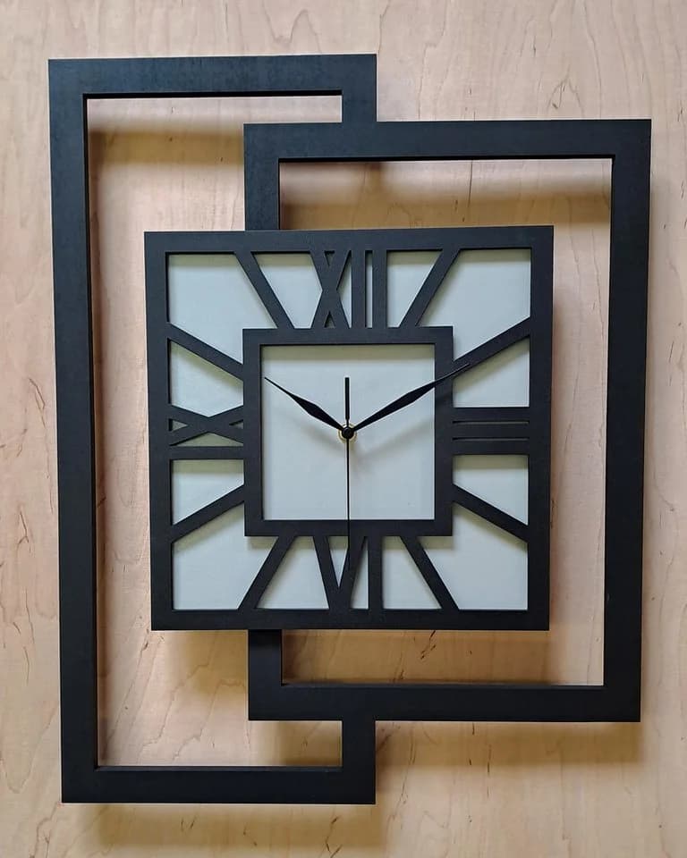 ORNAMENTI Wanduhr Grau Modern Handgefertigt Holz - Bild 4
