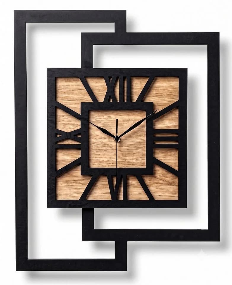 ORNAMENTI Wanduhr Große handgefertigte moderne Holz Uhr - Bild 2