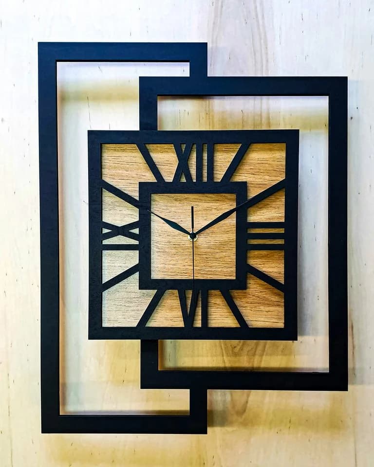 ORNAMENTI Wanduhr Große handgefertigte moderne Holz Uhr - Bild 4