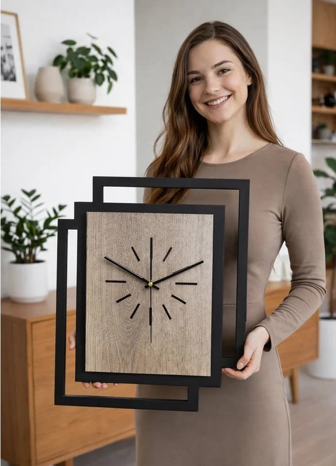 ORNAMENTI Wanduhr Große handgefertigte moderne aus Holz - Bild 4