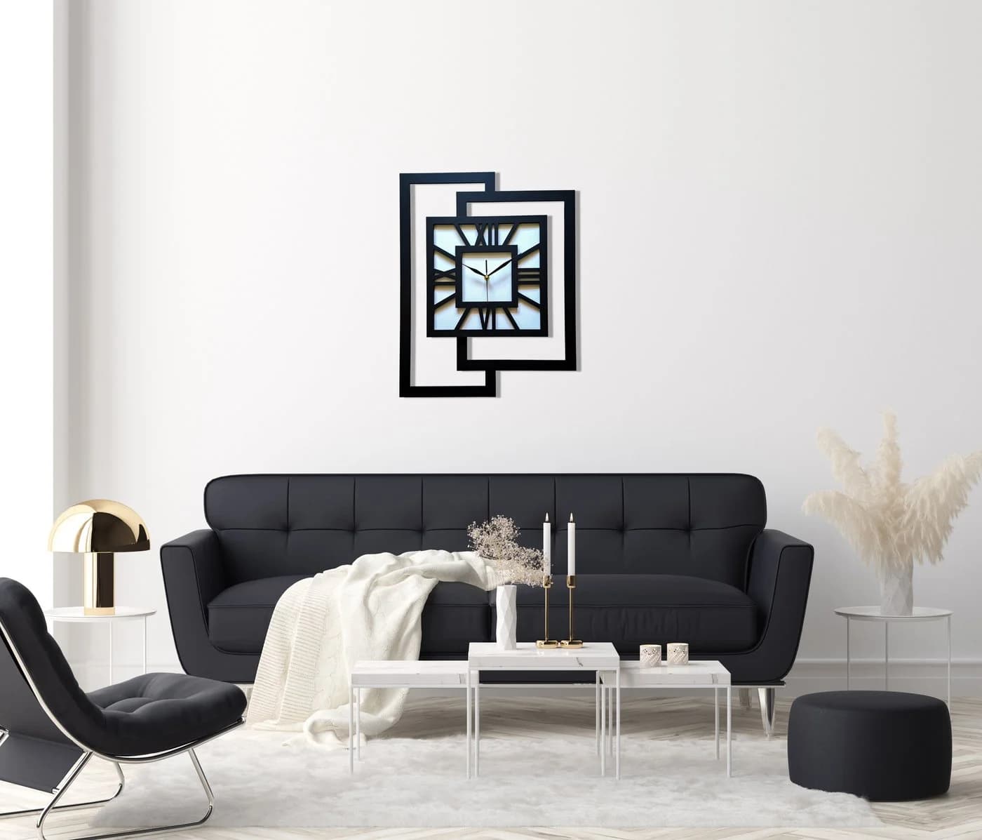 ORNAMENTI Wanduhr Schwarz Geometrisch Holz Modern - Bild 4