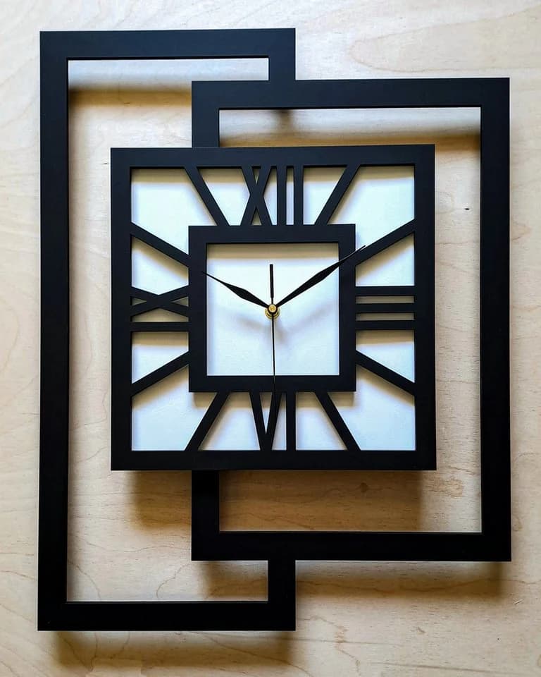 ORNAMENTI Wanduhr Schwarz Geometrisch Holz Modern - Bild 5