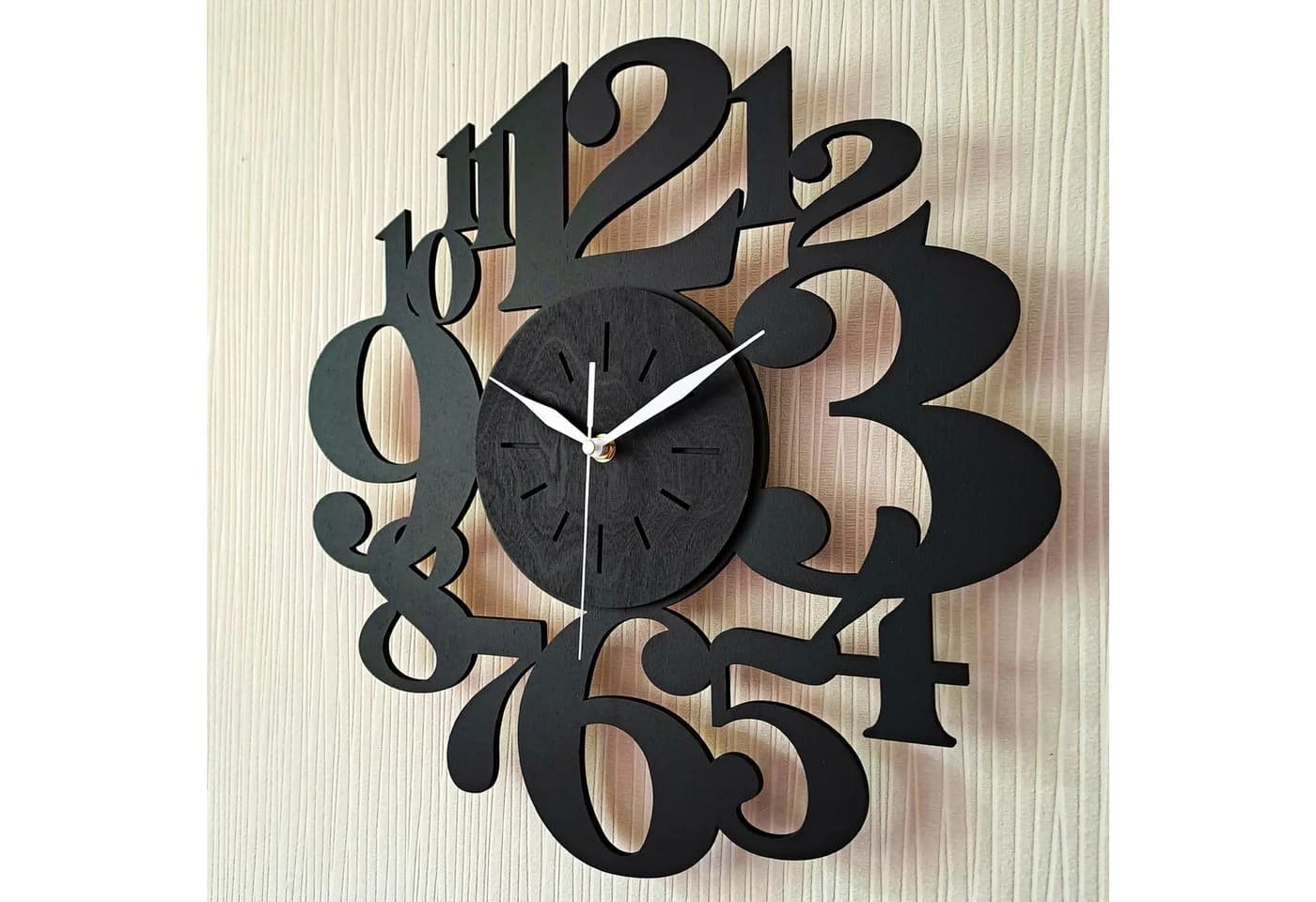 ORNAMENTI Wanduhr Handmade Schwarz Geometrisch Holz Modern - Bild 4