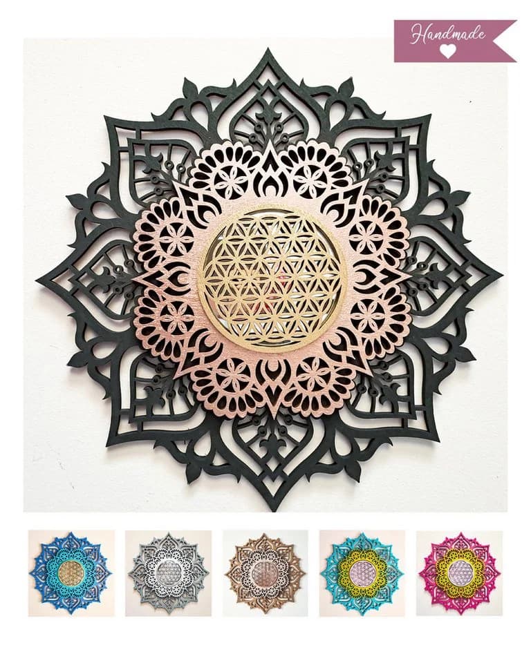 ORNAMENTI 3D Mandala Wanddeko Schwarz Holz - Bild 2