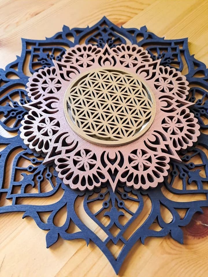 ORNAMENTI 3D Mandala Wanddeko Schwarz Holz - Bild 4