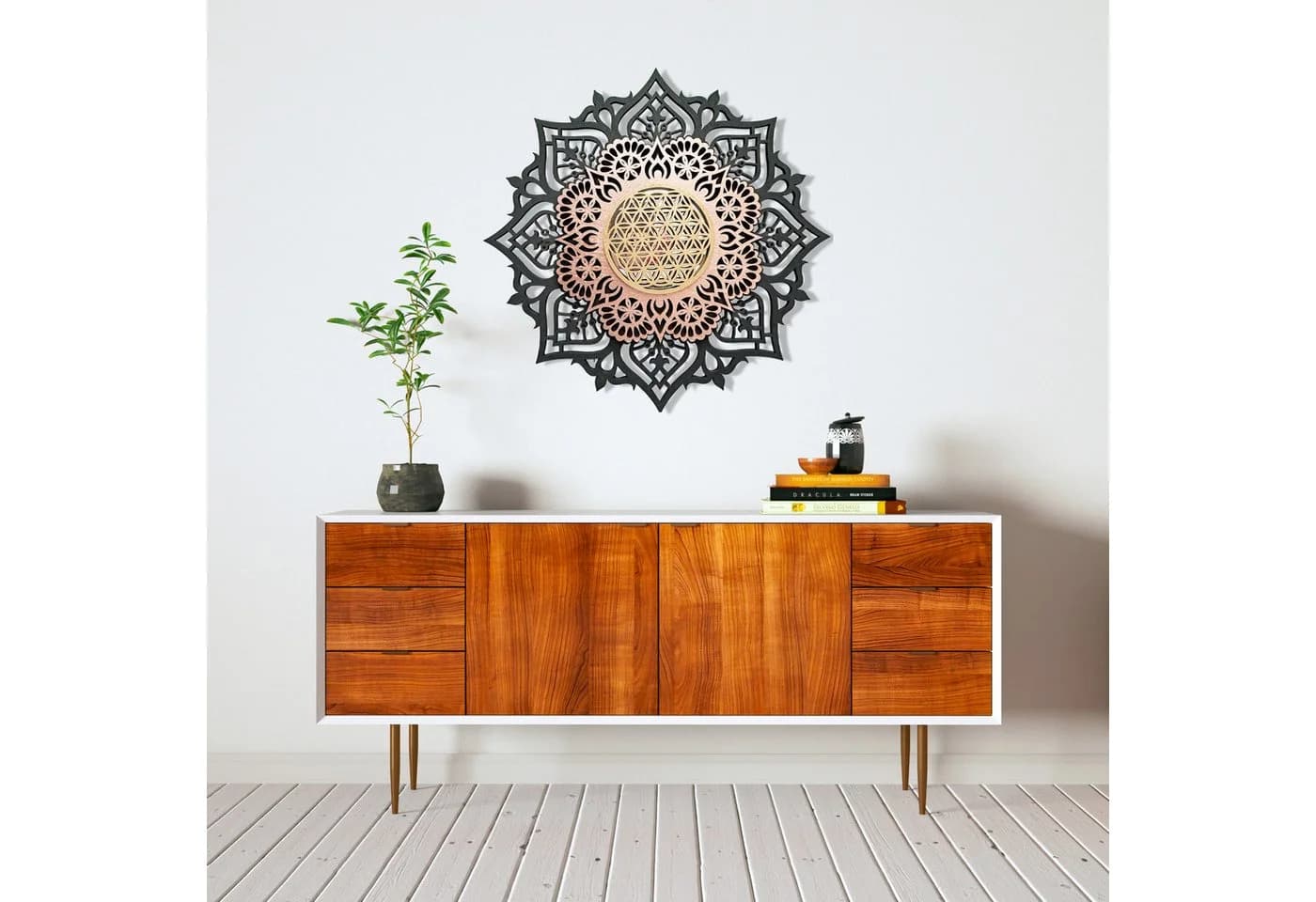 ORNAMENTI 3D Mandala Wanddeko Schwarz Holz - Bild 5