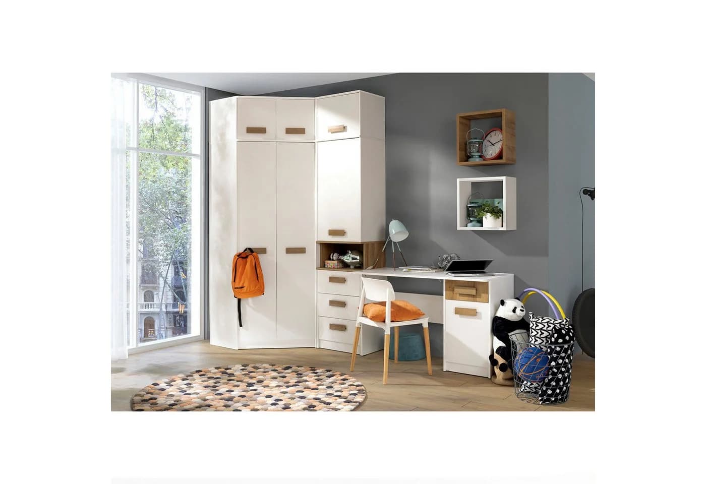 Marmex Möbel Jugendzimmer-Set Grant G11 Weiß/Riviera Eiche mit Soft-Close - Bild 2