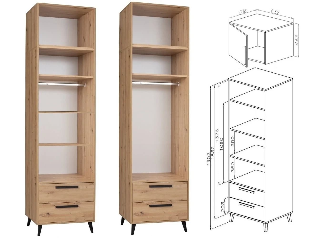 Marmex Möbel Kleiderschrank ARTI 03N Braun - Bild 3