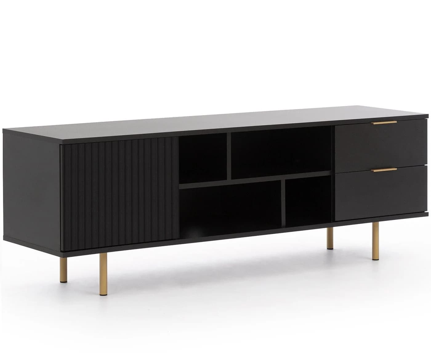 Marmex Möbel TV-Board NUBIA 06 Schwarz/Goldbeige Modernes Lowboard