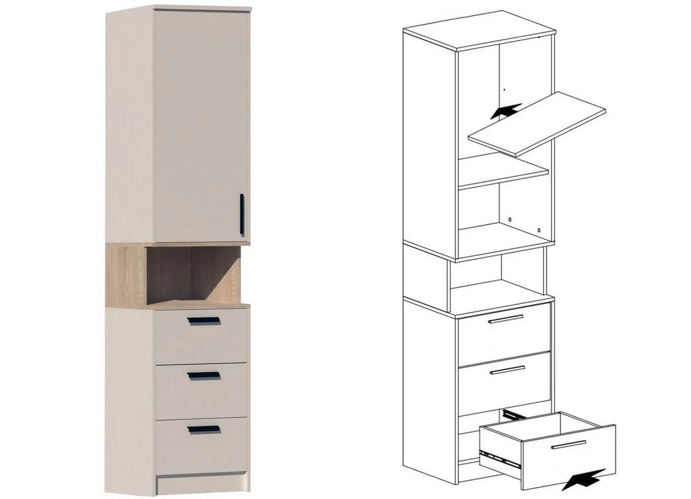 Marmex Möbel Mehrzweckschrank-Set Grant Set 17 C, 3-St., 2 Regale, 1 Eckschrank, Soft-Close-System - Bild 3