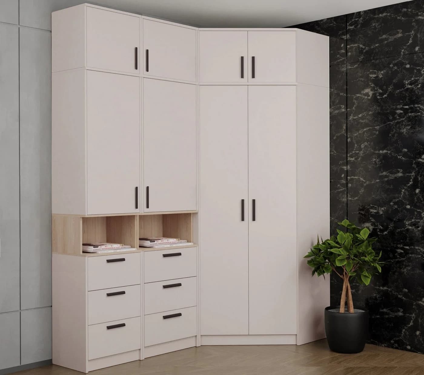 Marmex Möbel Schrank-Set Grant G14 Kinderzimmer-Set Beige/Grau - Bild 2