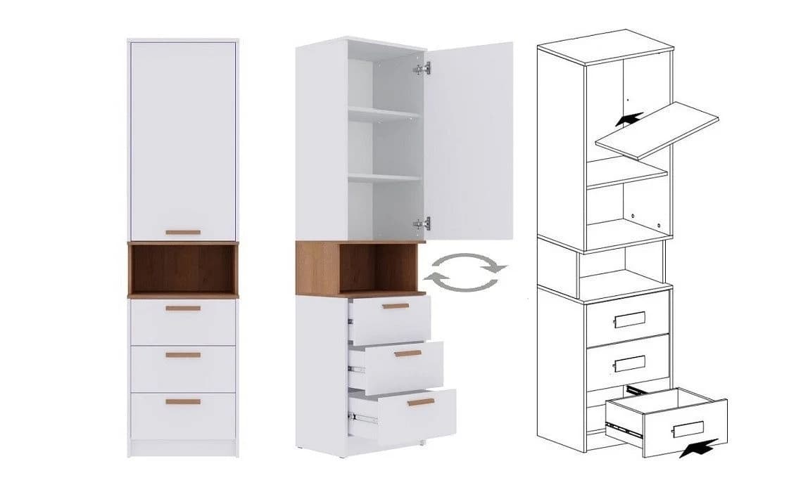 Marmex Möbel Schrank-Set GRANT SET 15N Weiß/Riviera Eiche 2-tlg. - Bild 4