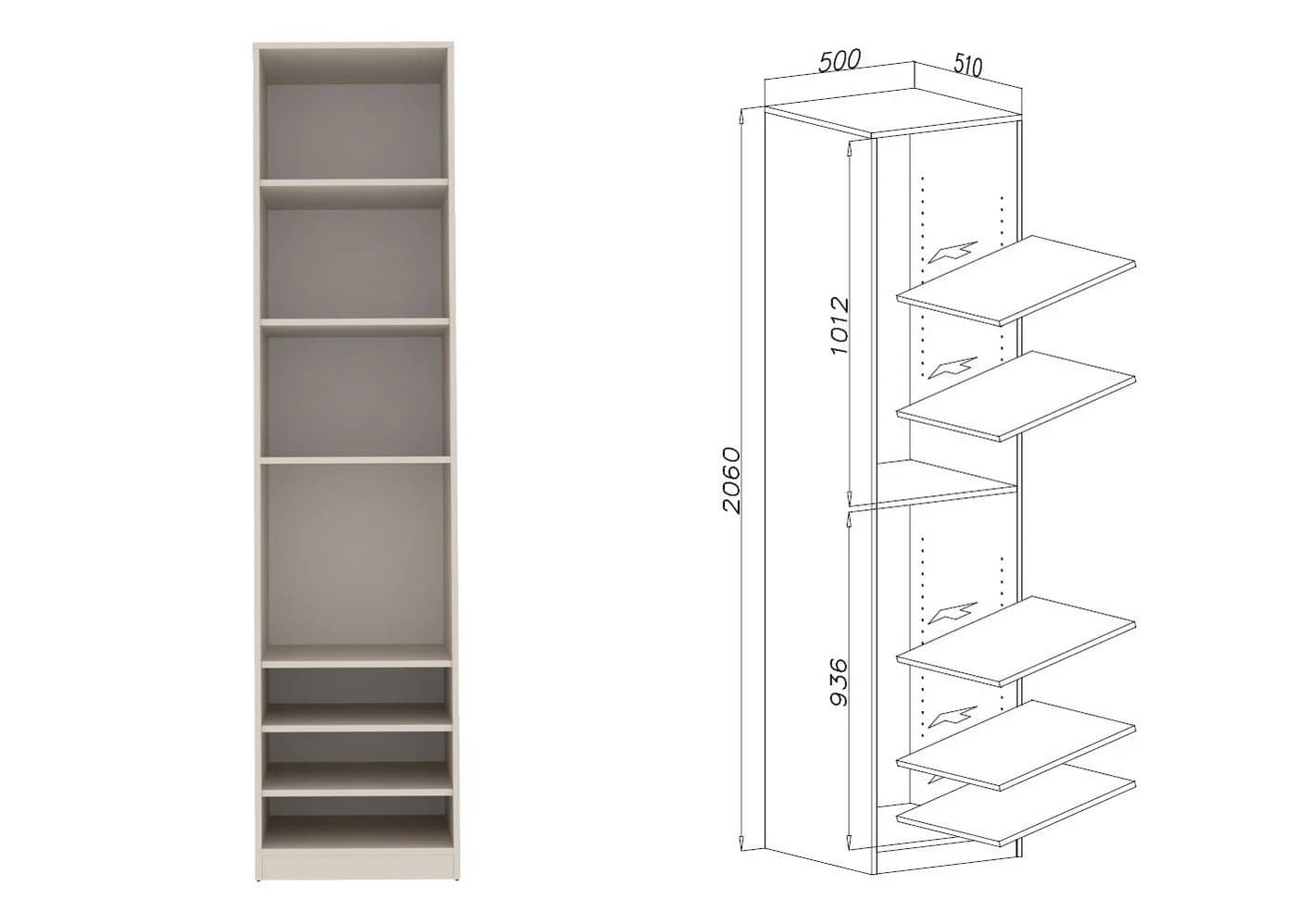 Marmex Möbel Schrank-Set TRES SET B Offener Garderobenschrank Beige/Grau - Bild 5