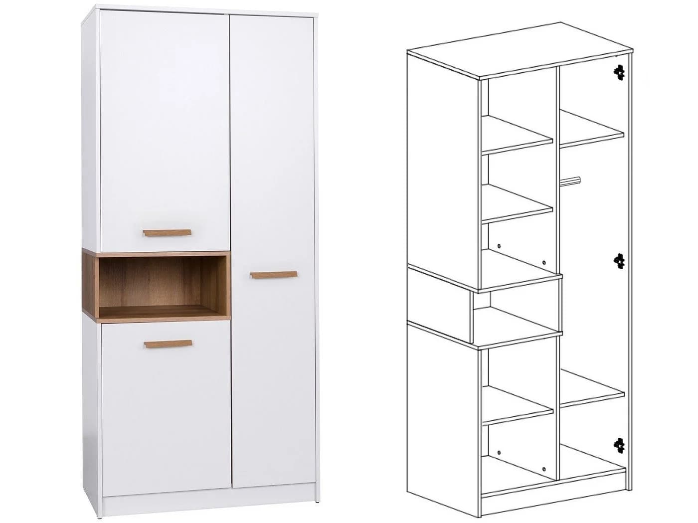 Marmex Kleiderschrank Grant G1N Drehtürenschrank mit Soft-Close