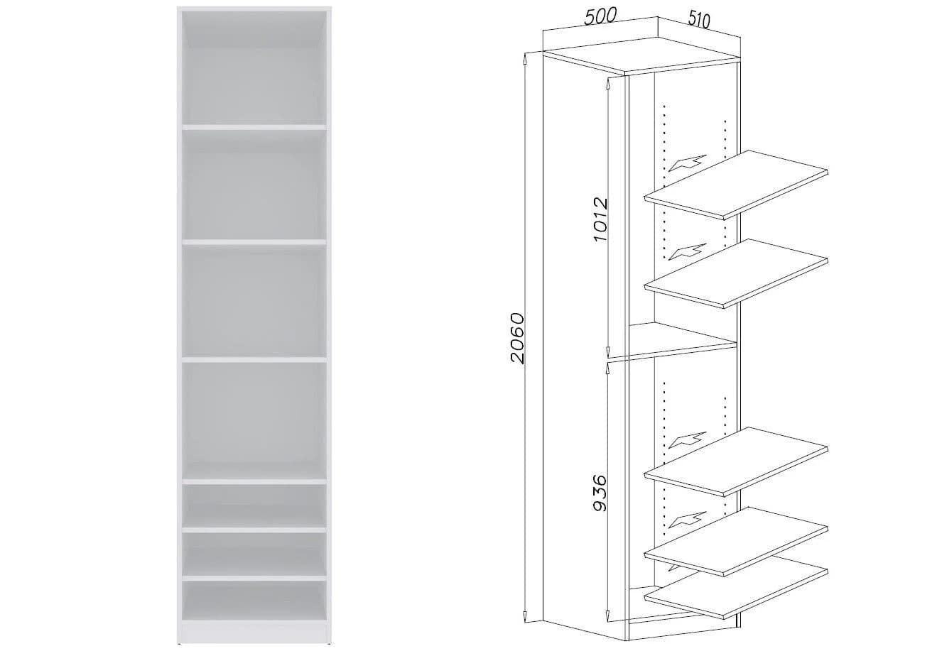 Marmex Möbel Schrank-Set TRES F/B Weiß Offener Kleiderschrank mit Schubladen - Bild 5