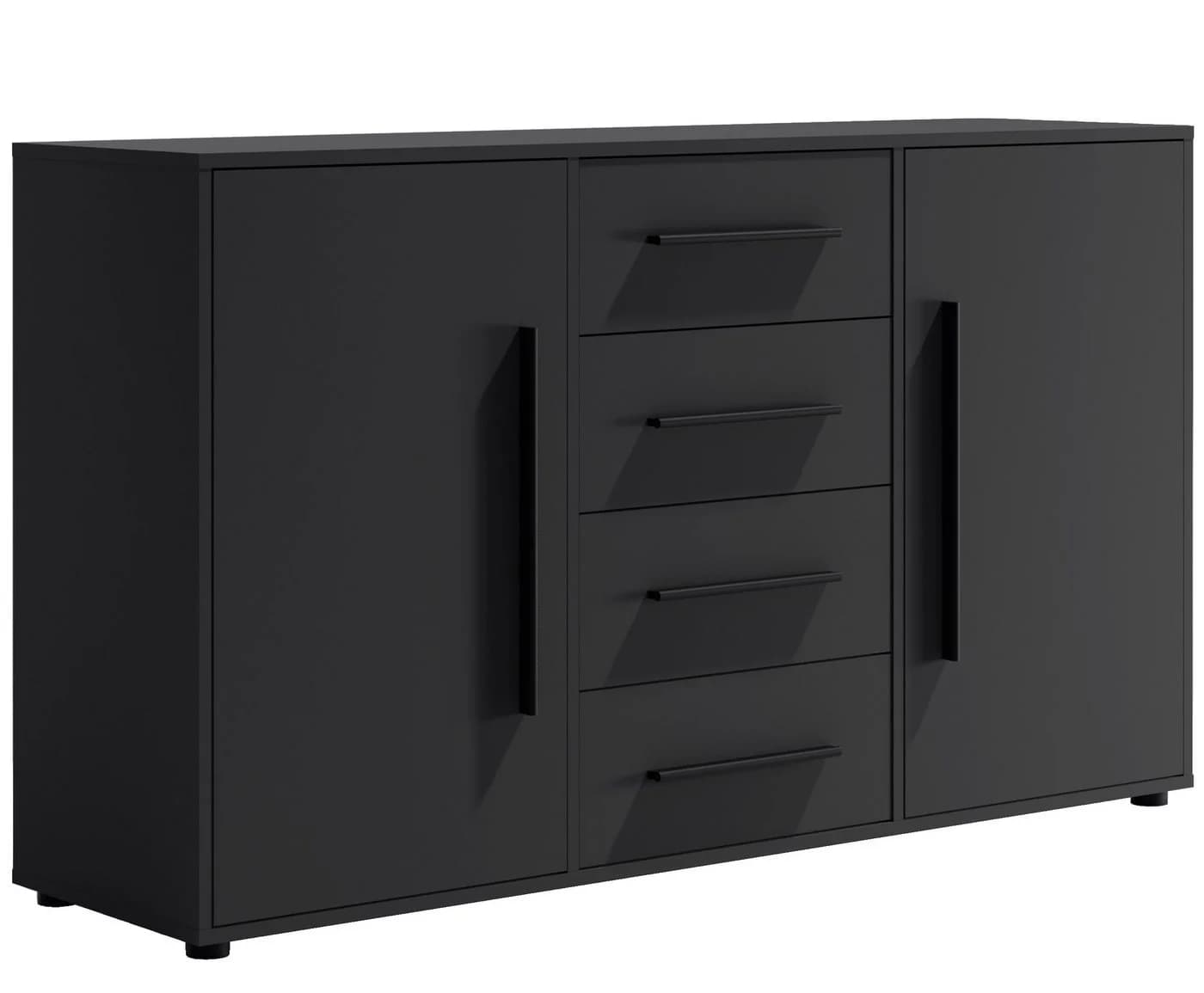 Marmex Möbel Kombikommode Maxione MX-02 Schwarz mit Schubladen