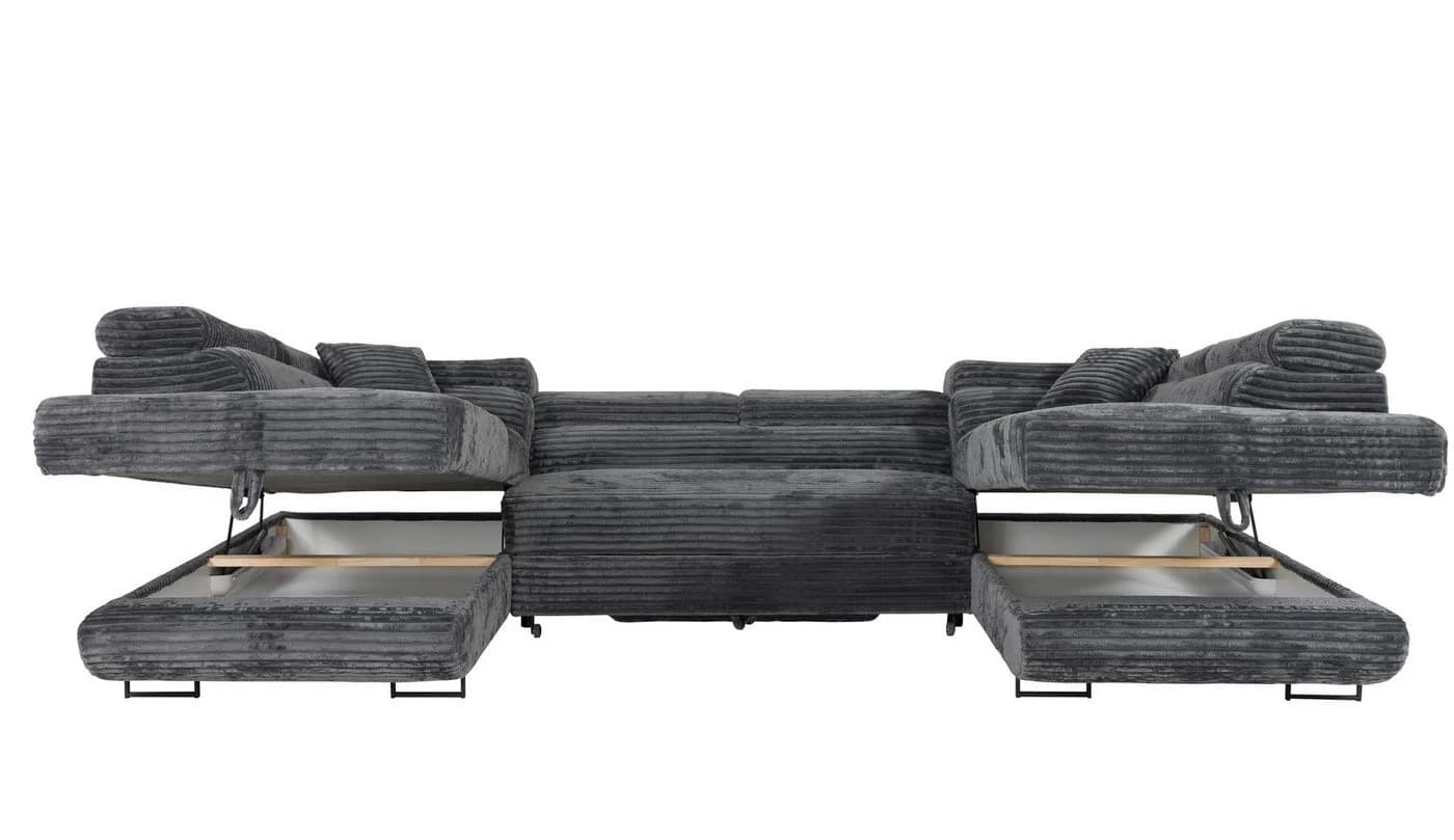 Labett Wohnlandschaft GUSTAVO U-Form Cordsofa mit Schlaffunktion - Bild 5