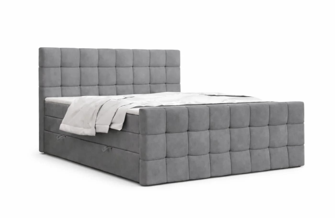 Labett Boxspringbett IGANTE KING mit Bettkasten und Doppelmatratze Grau