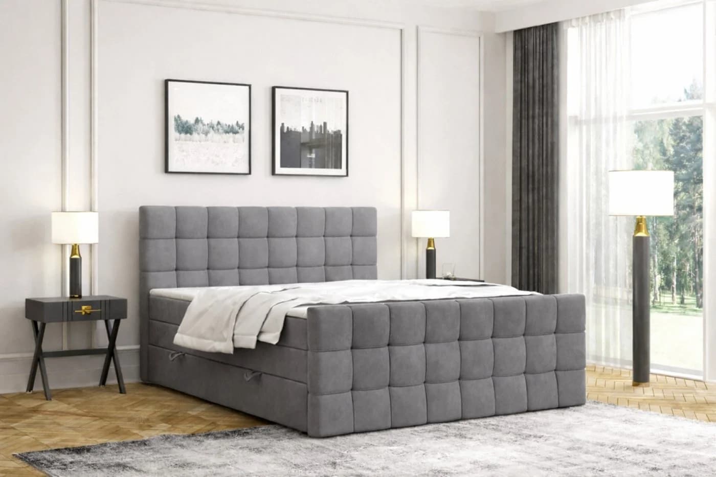 Labett Boxspringbett IGANTE KING mit Bettkasten und Doppelmatratze Grau - Bild 2