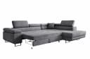 Labett Ecksofa GUERO mit Schlaffunktion & Bettkasten Grau Samt Bild 5
