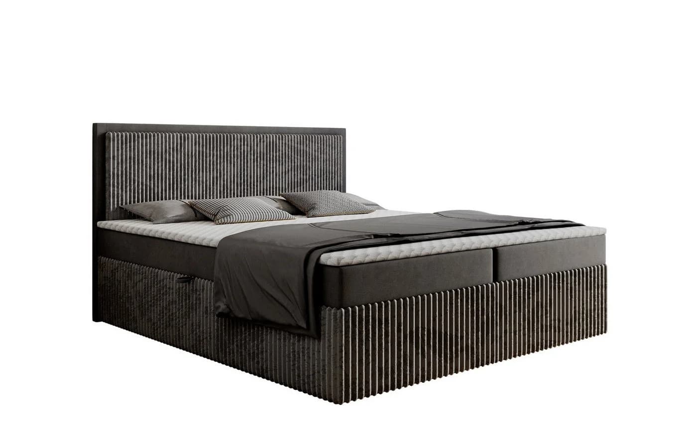 Labett Boxspringbett CLEO Grau mit Bettkästen und Topper - Bild 2
