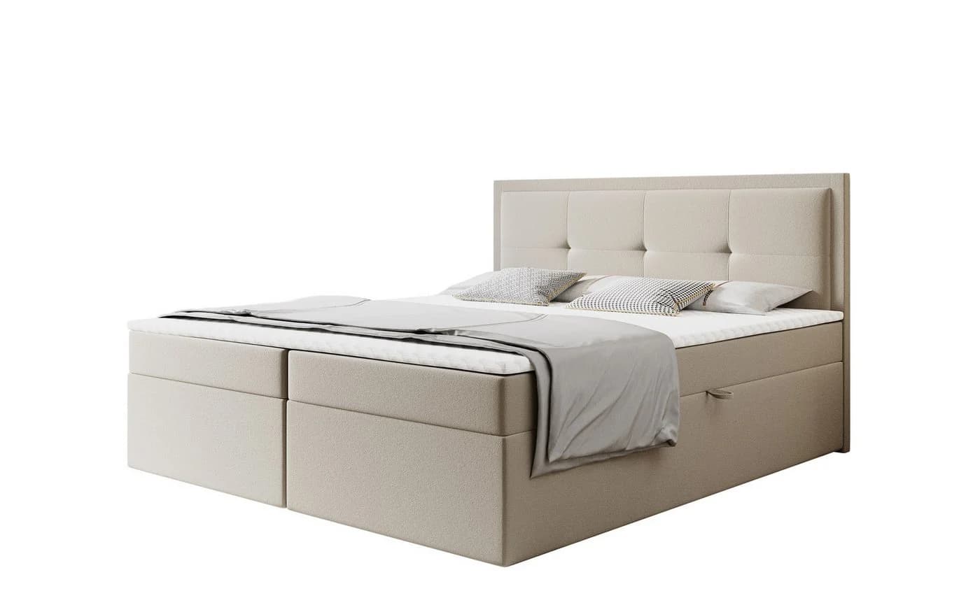Labett Boxspringbett CLARA Beige/Grau 220 cm Überlänge - Bild 2