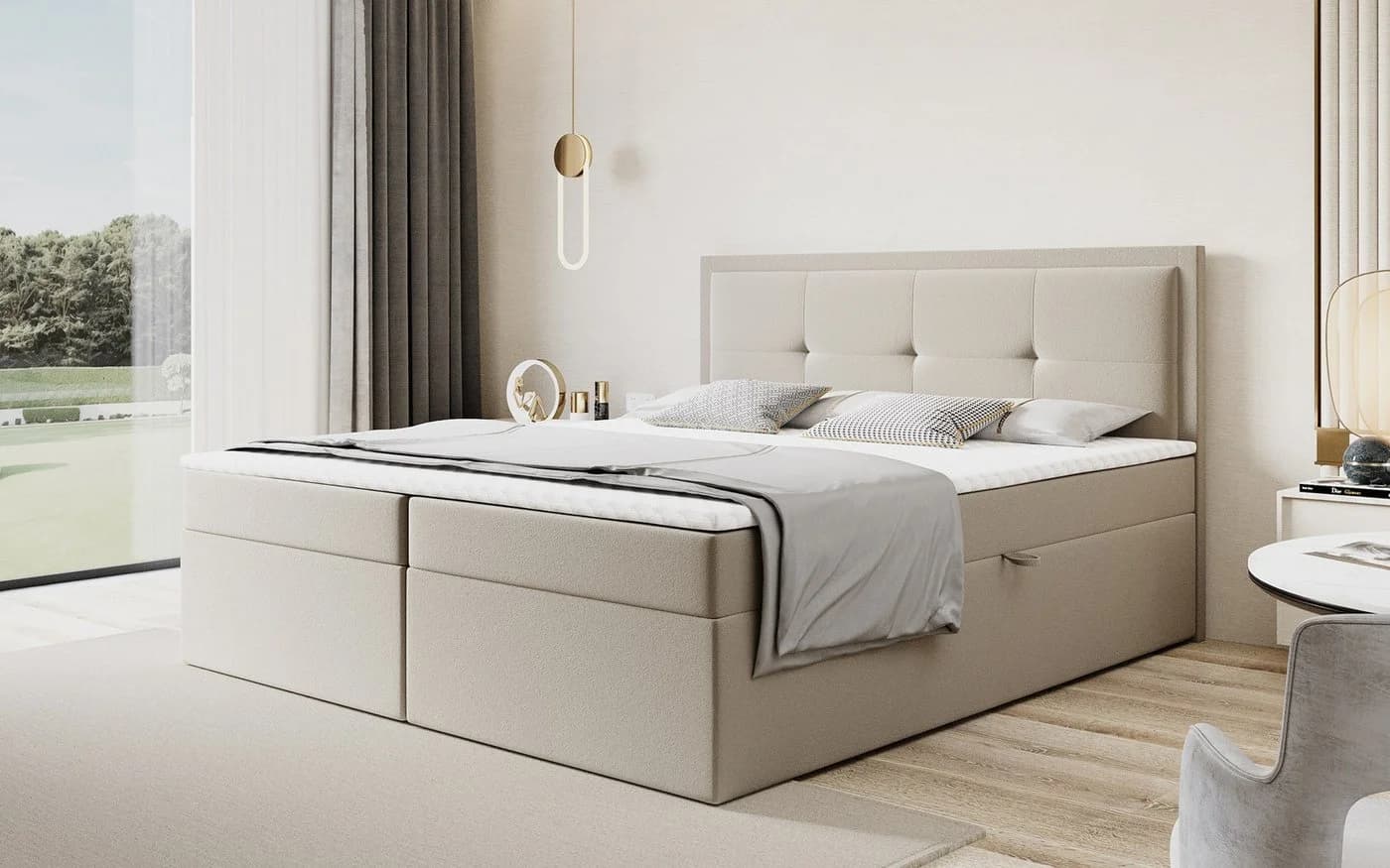 Labett Boxspringbett CLARA Beige/Grau 220 cm Überlänge - Bild 4