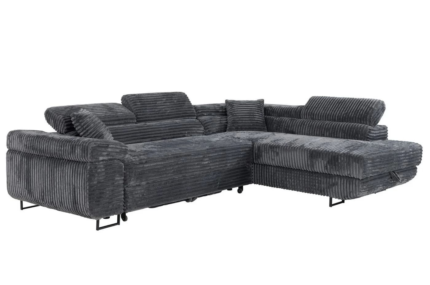 Labett Ecksofa GUSTAVO mit Schlaffunktion & Bettkasten grau