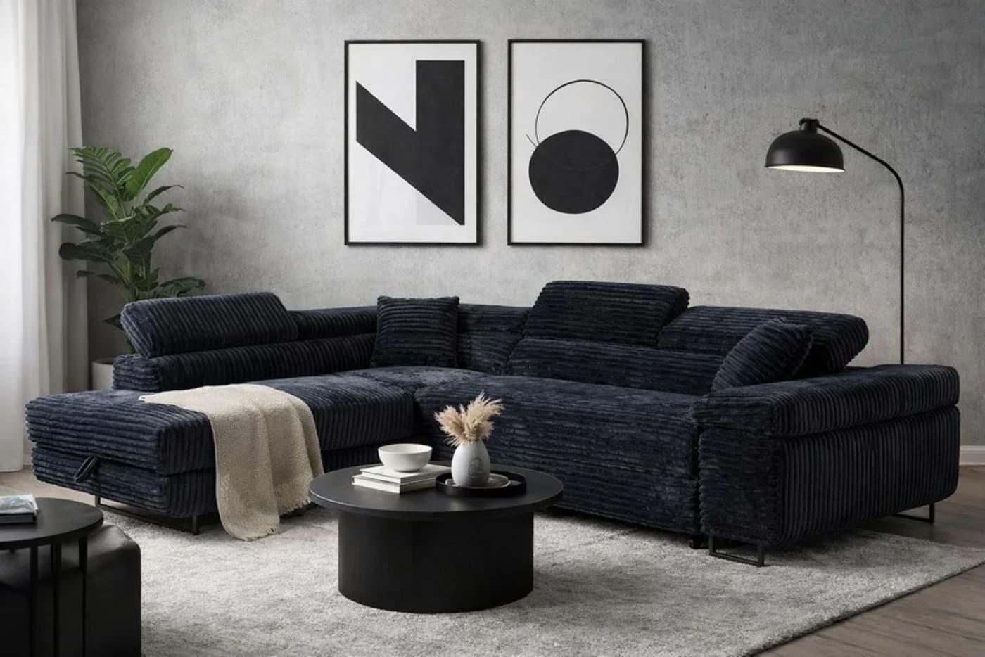 Labett Ecksofa GUSTAVO Schwarz mit Schlaffunktion & Bettkasten - Bild 2