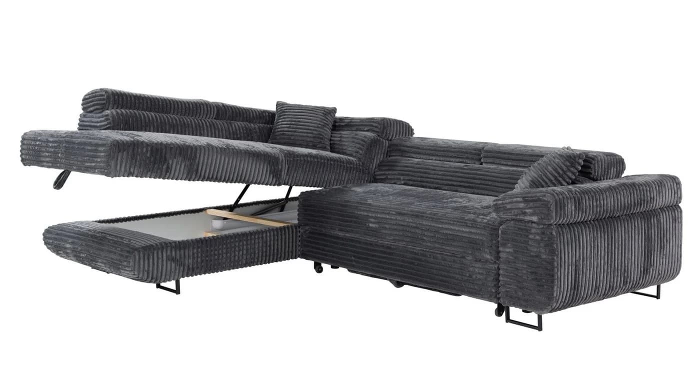 Labett Ecksofa GUSTAVO Schwarz mit Schlaffunktion & Bettkasten - Bild 5